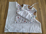 Odd Pod baby bib, made from 100% cotton flannel and backed with double-sided cotton towelling. Ideal to combine with the dribble blanket. Available in multiple designs.