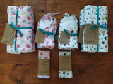 Odd Pod baby bib, baby dribble blanket, and baby reusable wipes made from 100% cotton flannel and towelling.