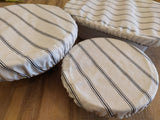 Dish and bowl covers made from 100% cotton in a lovely white design with black stripes