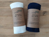 Odd Pod Reusable Wet Wipe in cotton towelling, rolled in pack of eight in blue and white colour options.